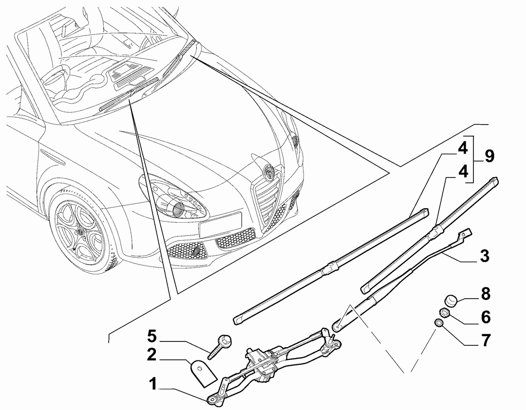 WIPERS - ARM, BRUSHES AND MOTOR 2