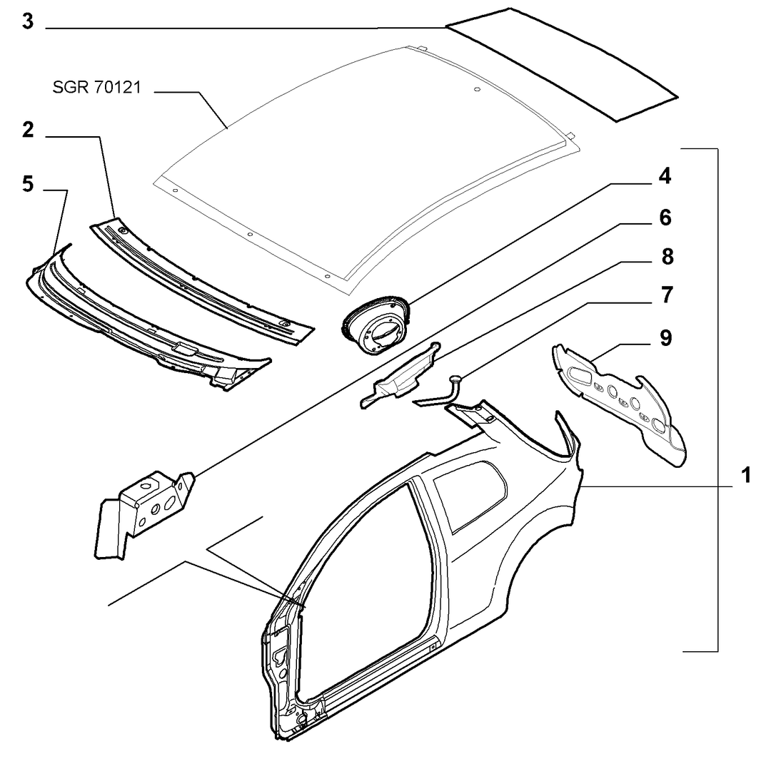 BODYSHELL, PANELS (CENTRAL PART)  1