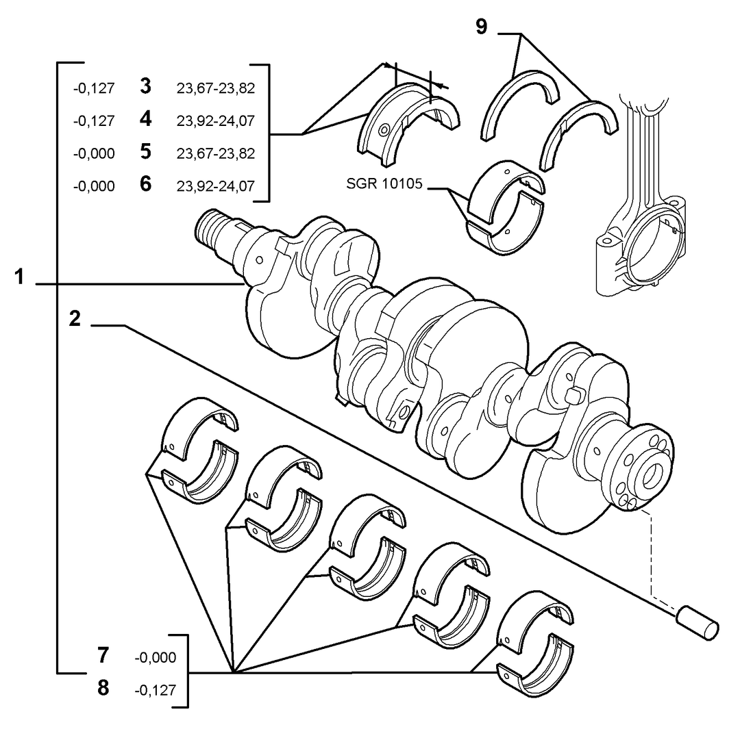 ENGINE SHAFT AND HALF BEARING 2