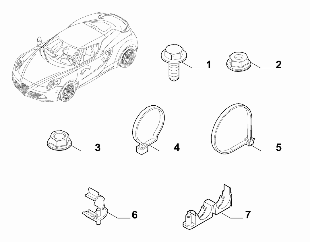 PASSENGER COMPARTMENT AND REAR CABLE SET FASTENERS