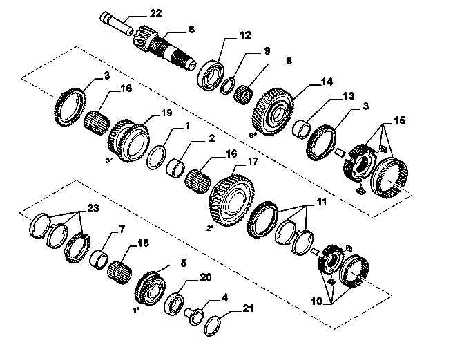 LOWER SECONDARY SHAFT AND GEAR LEAD 1