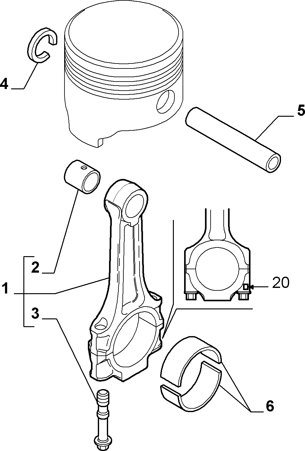 COUPLING RODS AND HALF BEARINGS 1