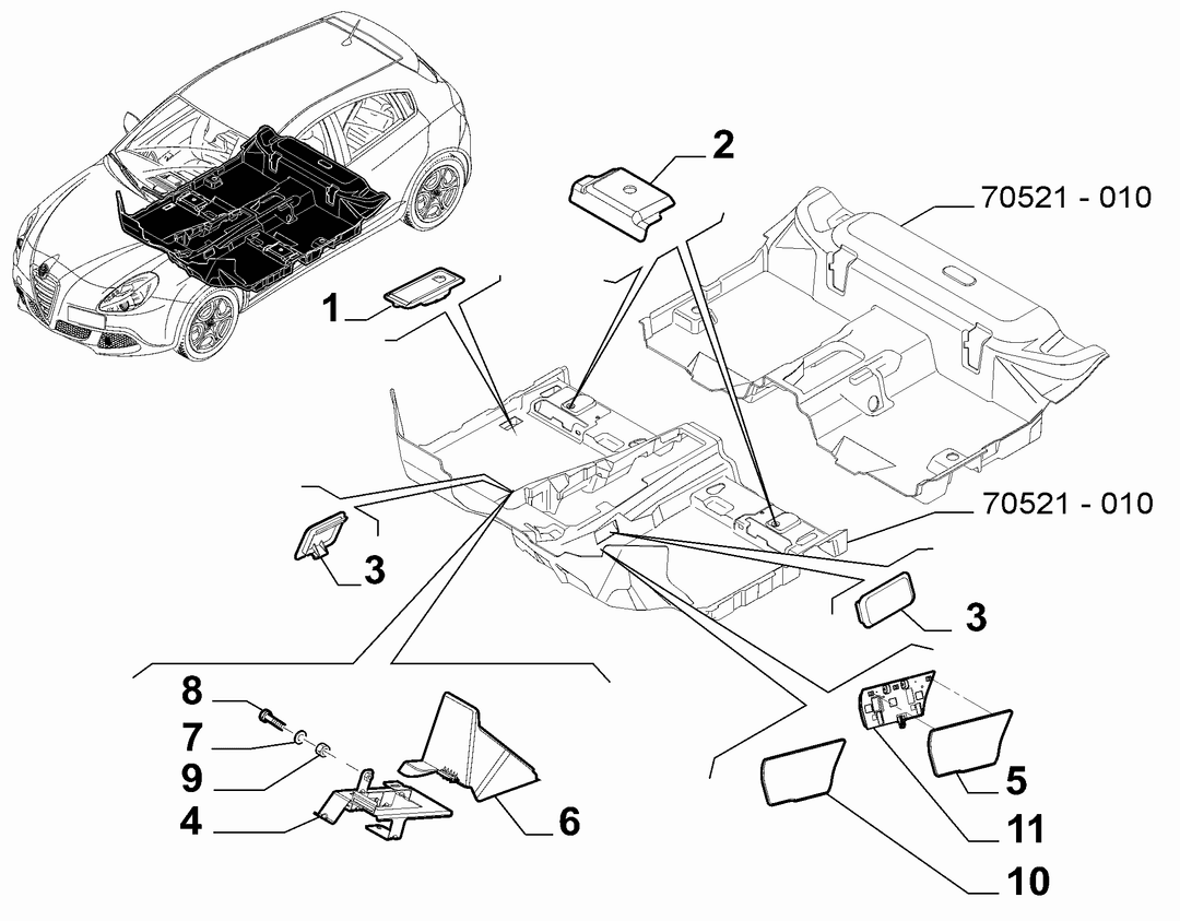 PASSENGER COMPARTMENT MAT FASTENERS AND ACCESSORIES 2
