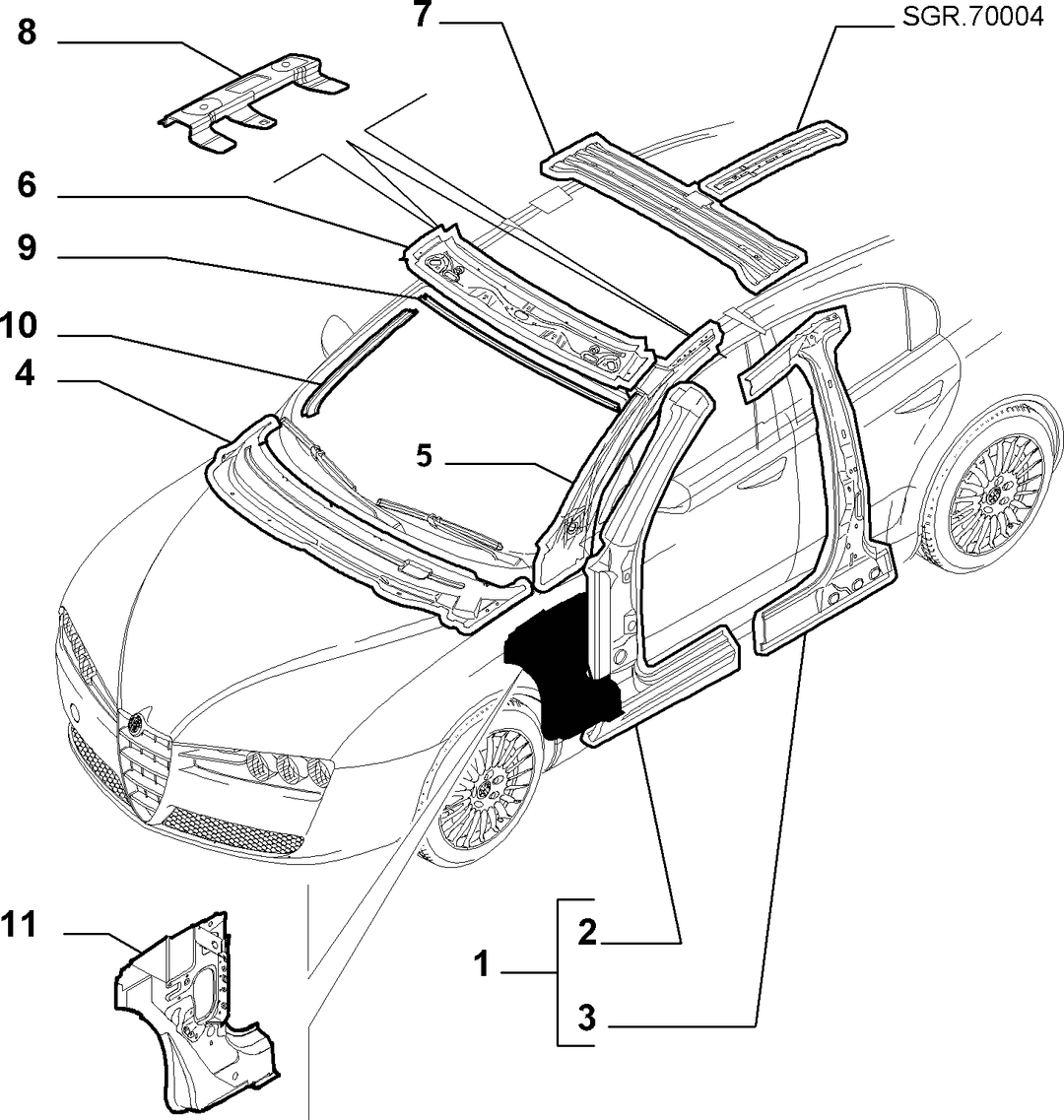 BODYSHELL,STRUCTURE (CENTRAL PART) 