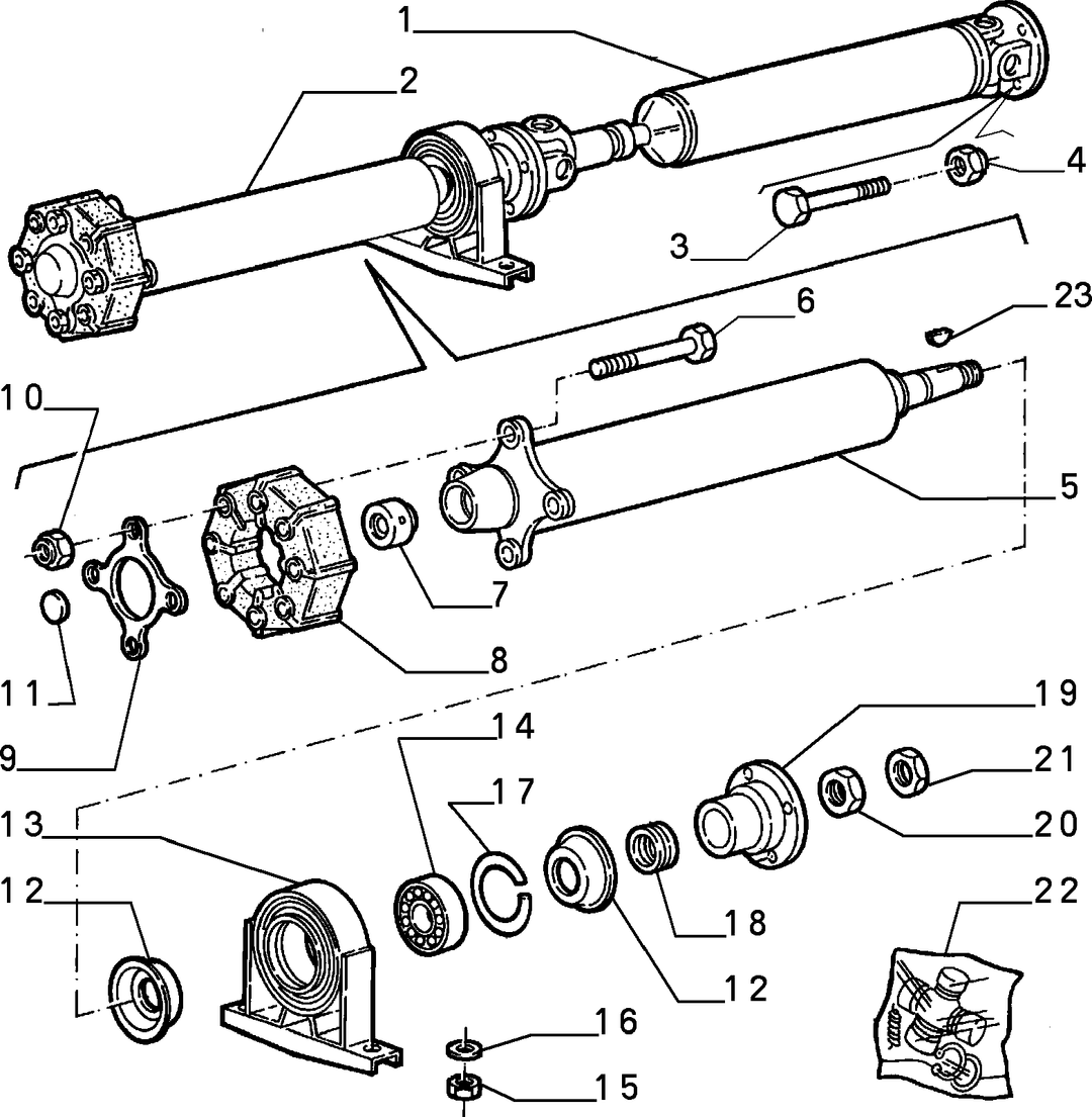 TRANSMISSION-TO-AXLE PROPELLER SHAFT