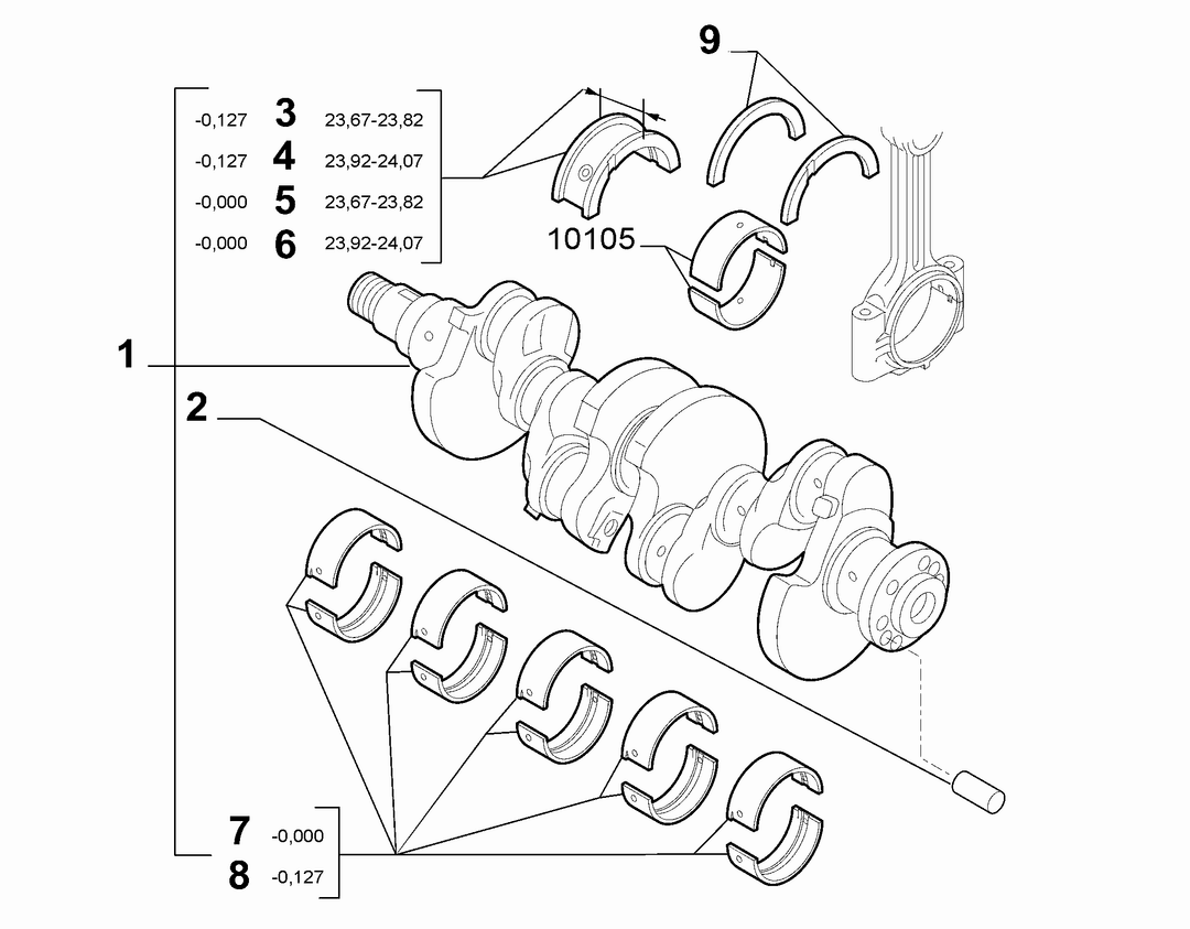 ENGINE SHAFT AND HALF BEARING 1