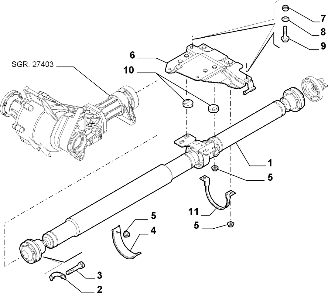 TRANSMISSION-TO-AXLE PROPELLER SHAFT 1