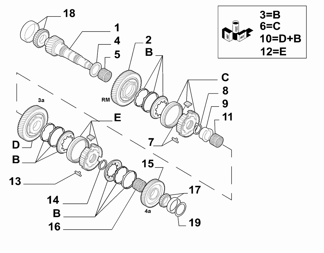 LOWER SECONDARY SHAFT AND GEAR LEAD 3