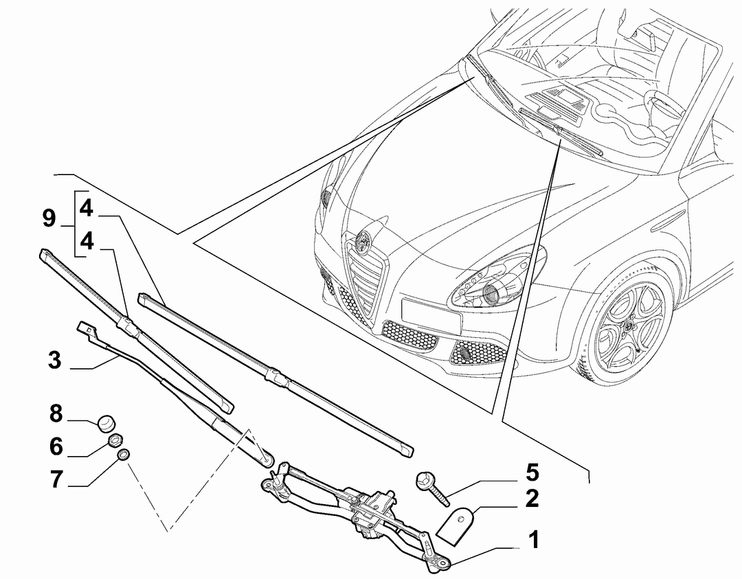 WIPERS - ARM, BRUSHES AND MOTOR 1