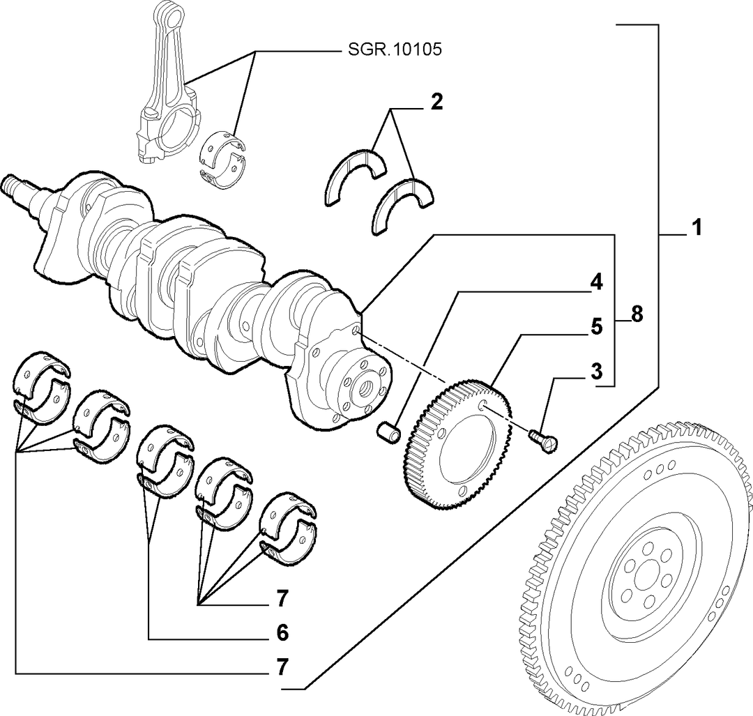 CRANKSHAFT AND FLYWHEEL 1