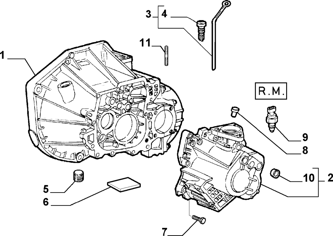 TRANSMISSION AND DIFFERENTIAL UNIT, CASING AND COVERS  1