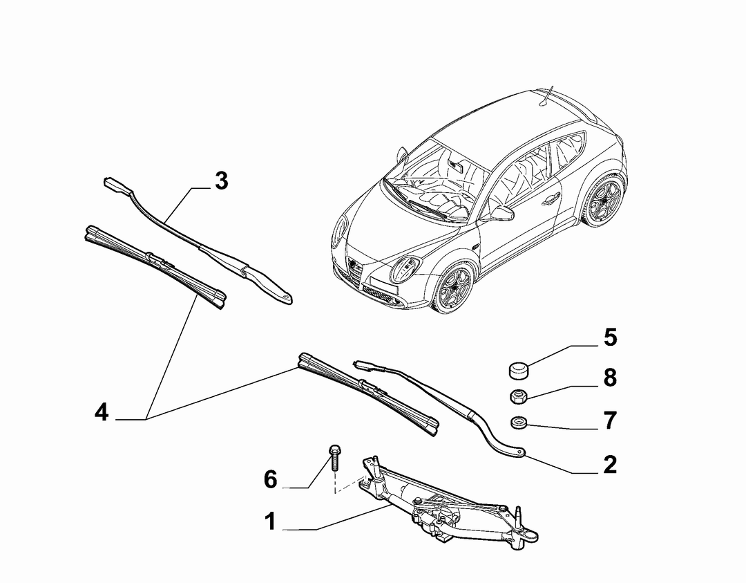 WIPERS - ARM, BRUSHES AND MOTOR 1