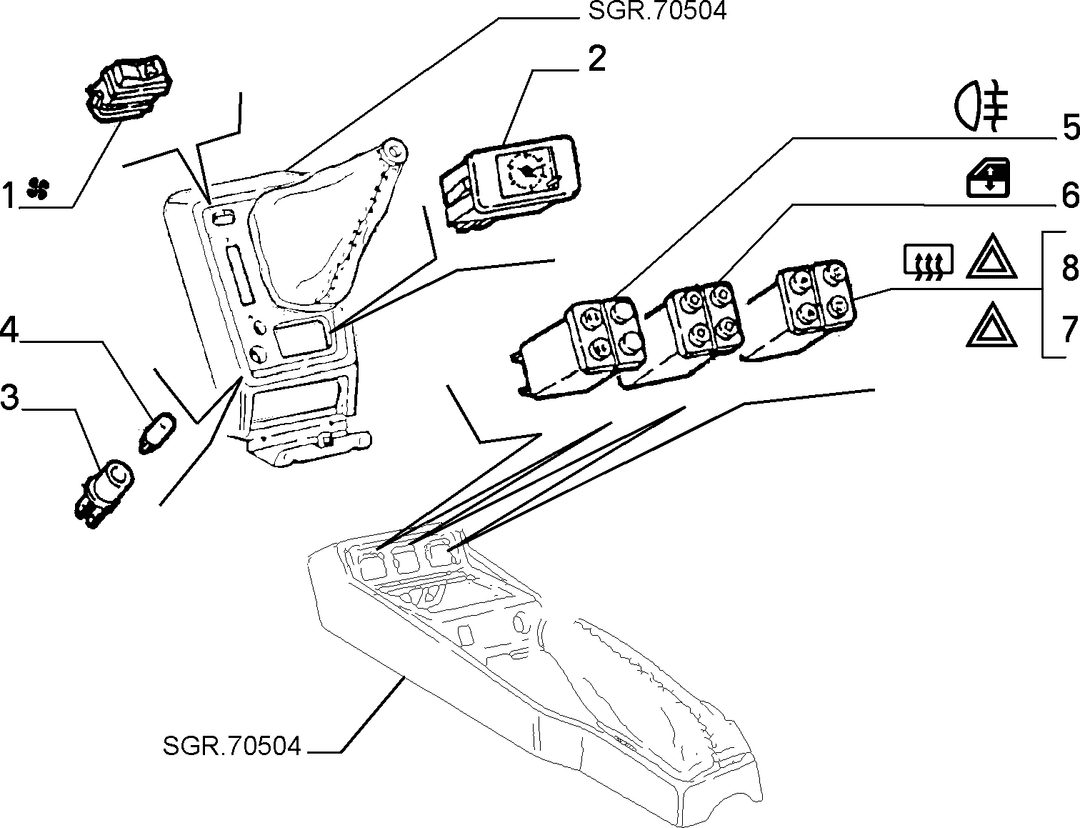 VARIOUS CONTROL PUSH BUTTONS AND SWITCHES