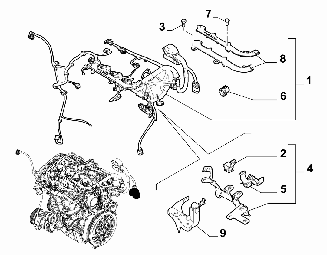 ENGINE HARNESS AND SUPPORTS