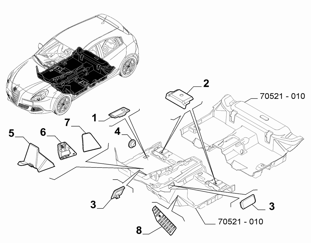 PASSENGER COMPARTMENT MAT FASTENERS AND ACCESSORIES 1