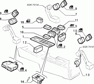VARIOUS CONTROL PUSH BUTTONS AND SWITCHES
