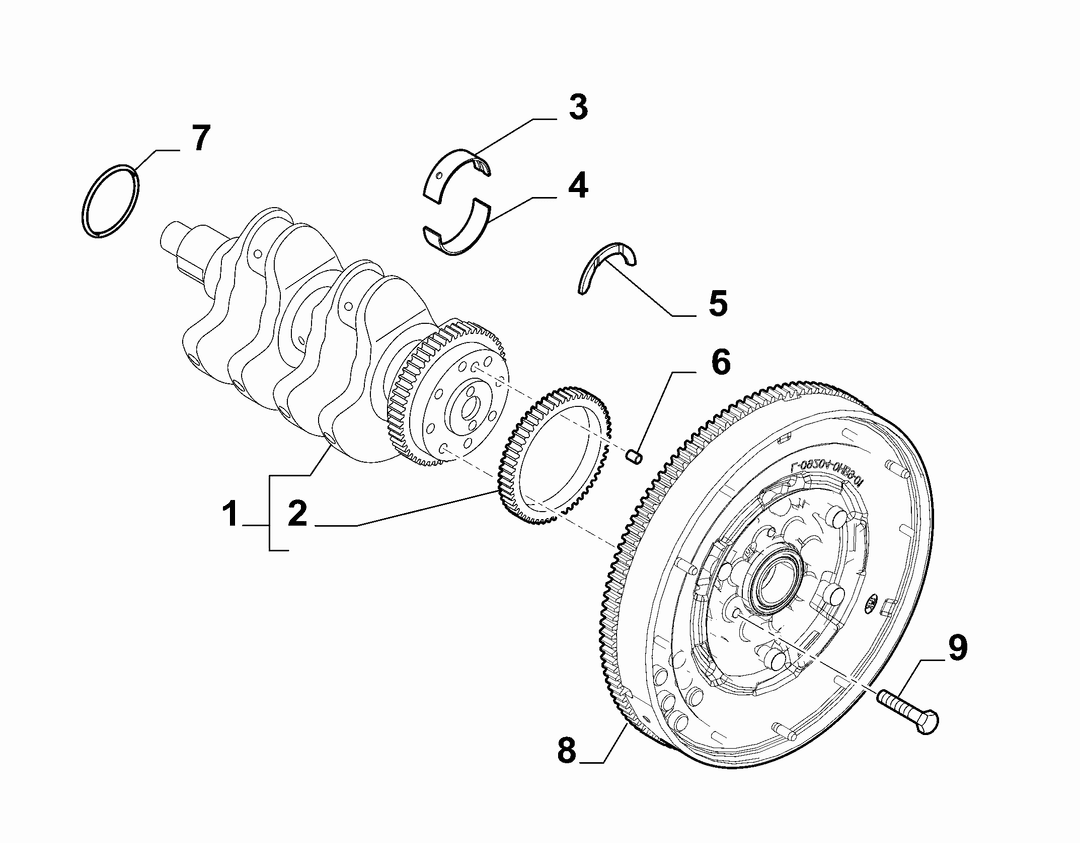 CRANKSHAFT, BEARINGS AND FLYWHEEL (CC 0.9) 2