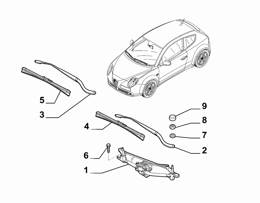 WIPERS - ARM, BRUSHES AND MOTOR 2