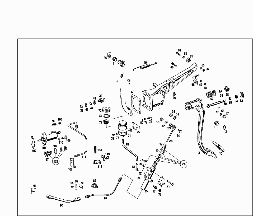 Pedal assembly – Mercedes 8 W114 W115 115.017 (230.4 USA